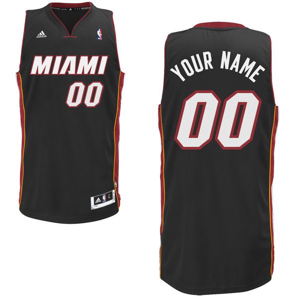 Men Adidas Miami Heat Custom Swingman Road Black NBA Jersey